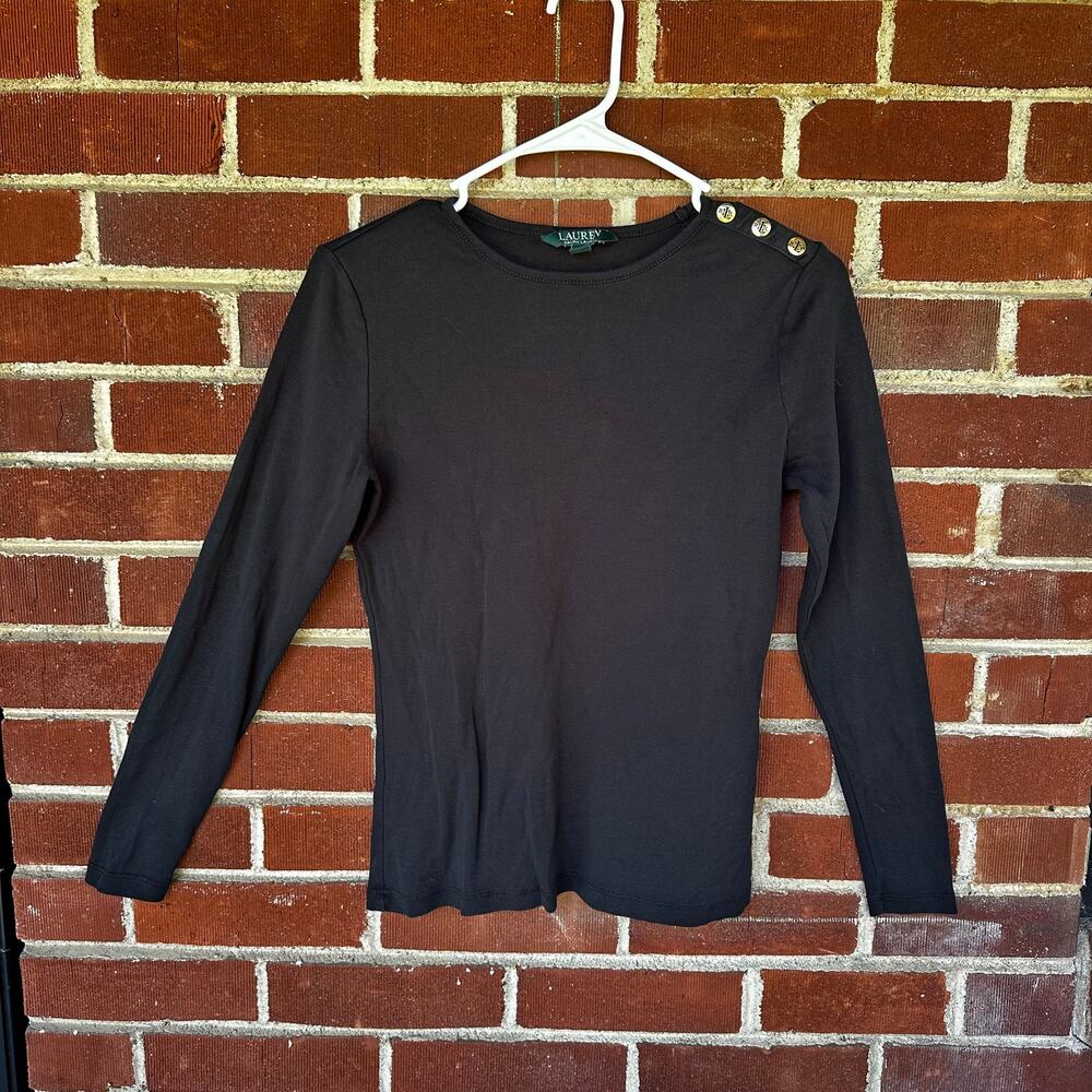 Vintage Y2K Lauren Ralph Lauren Black Gold Button Top M